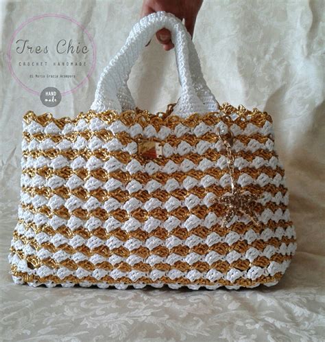 borsa uncinetto modello prada|Borsa Shopping In Crochet Bianco .